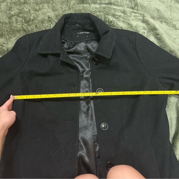 calvin klein black button down trench coat womens size XL - Picture 7 of 9
